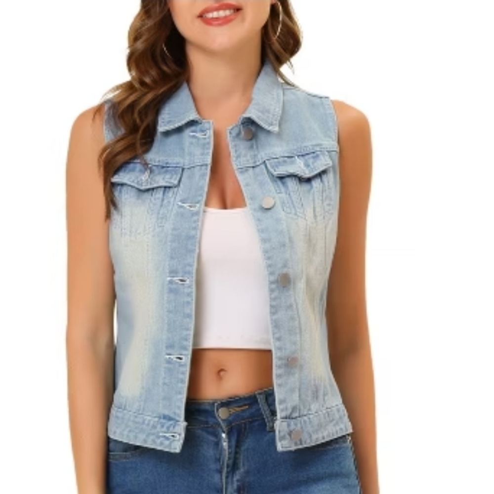 Lauren Conrad Light Wash Denim Sleeveless Vest XS